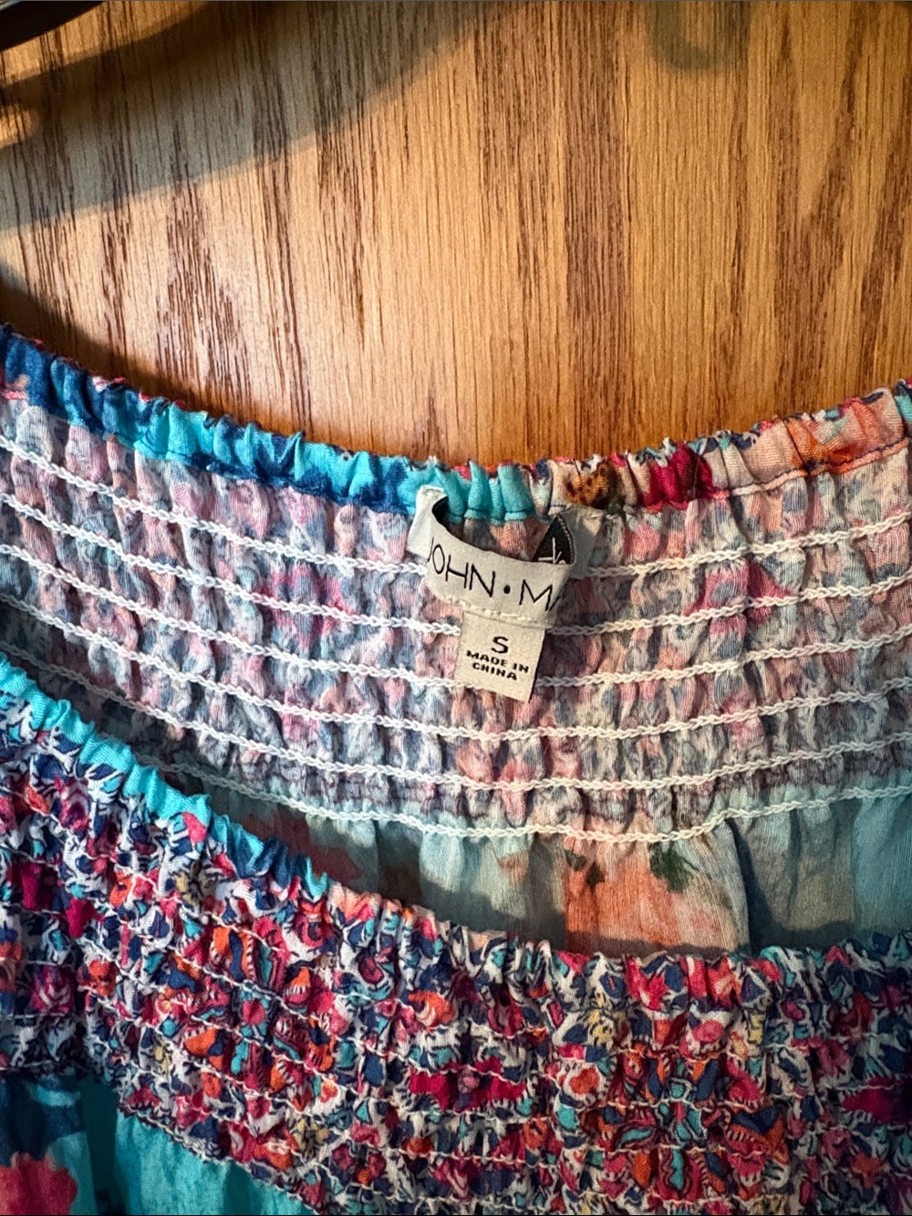 John . Mark Teal & Blue Floral Tiered Peasant Tunic - Picture 2 of 3